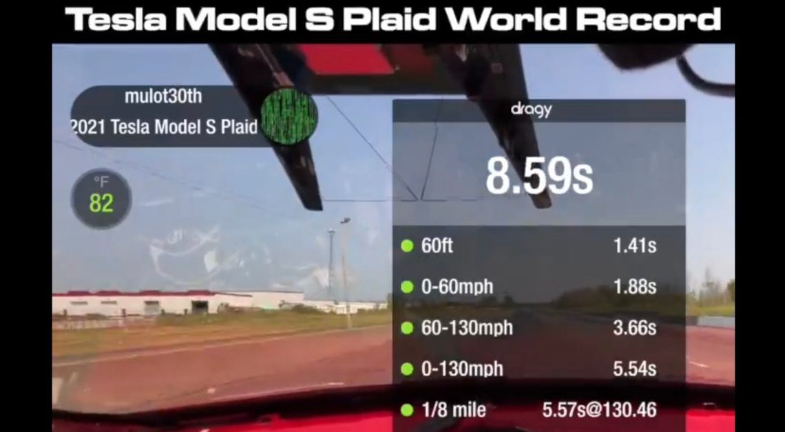 Tesla Model S Plaid Sets New Quarter-Mile Record